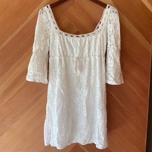 Bell sleeve White lace dress